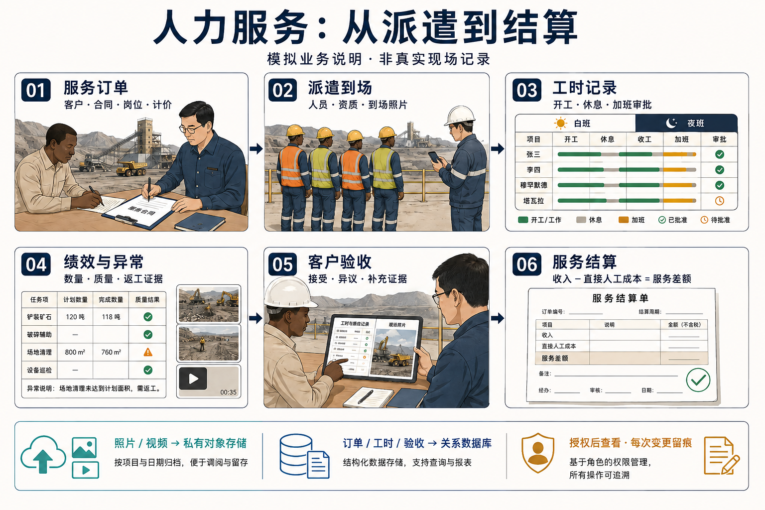 人力服务从客户订单到服务结算的二维闭环示意图